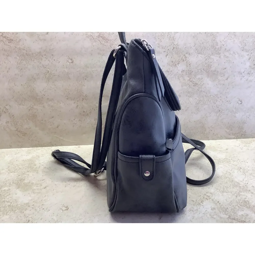 Charcoal Gray Rosetti Faux Leather Backpack - Pre-owned - Excellent Condition